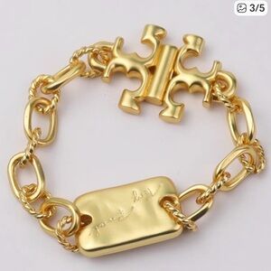 Tory Burch Chunky Logo Gold Chain Bracelet